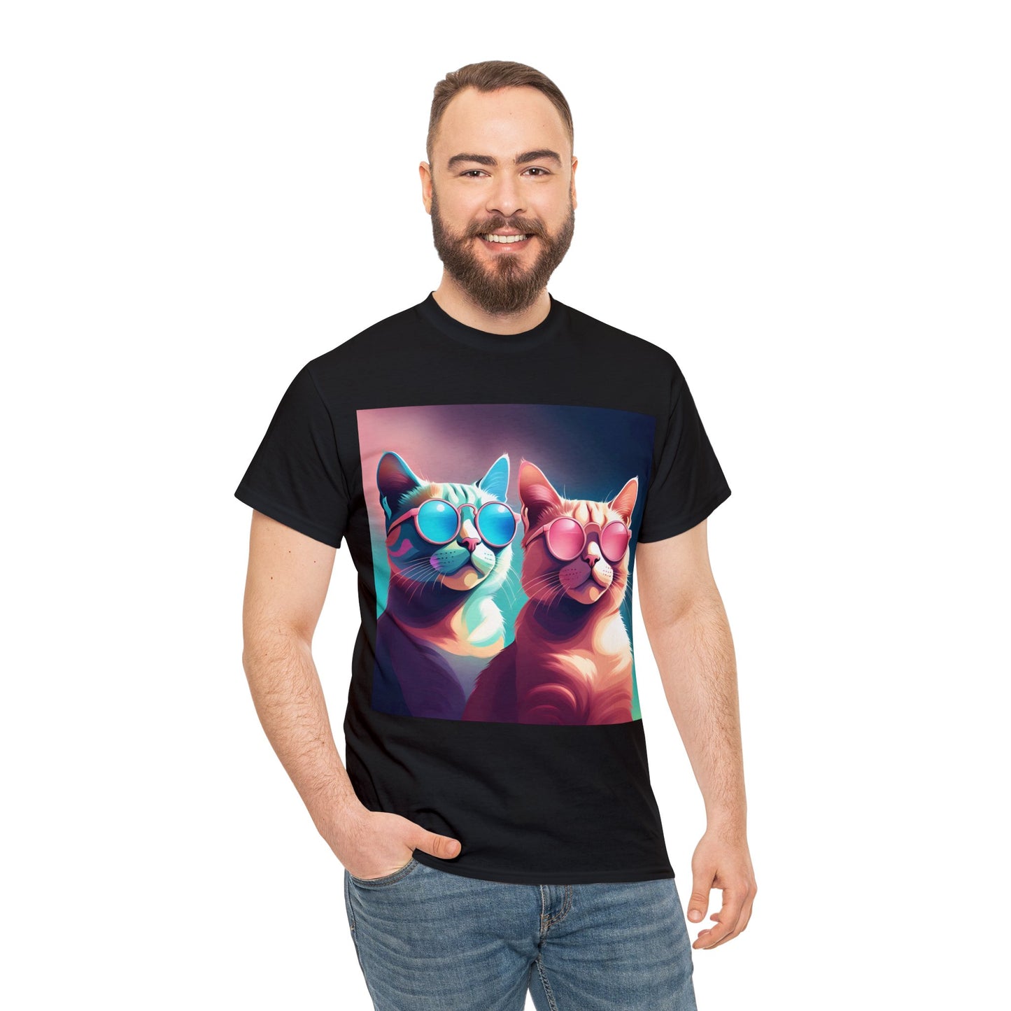 Shades of Whiskers: Twin Cool Cats Tee