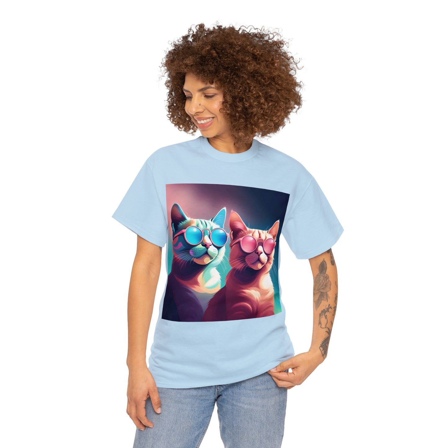 Shades of Whiskers: Twin Cool Cats Tee