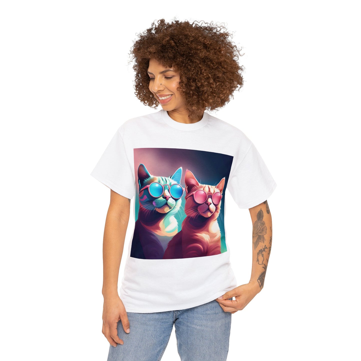 Shades of Whiskers: Twin Cool Cats Tee