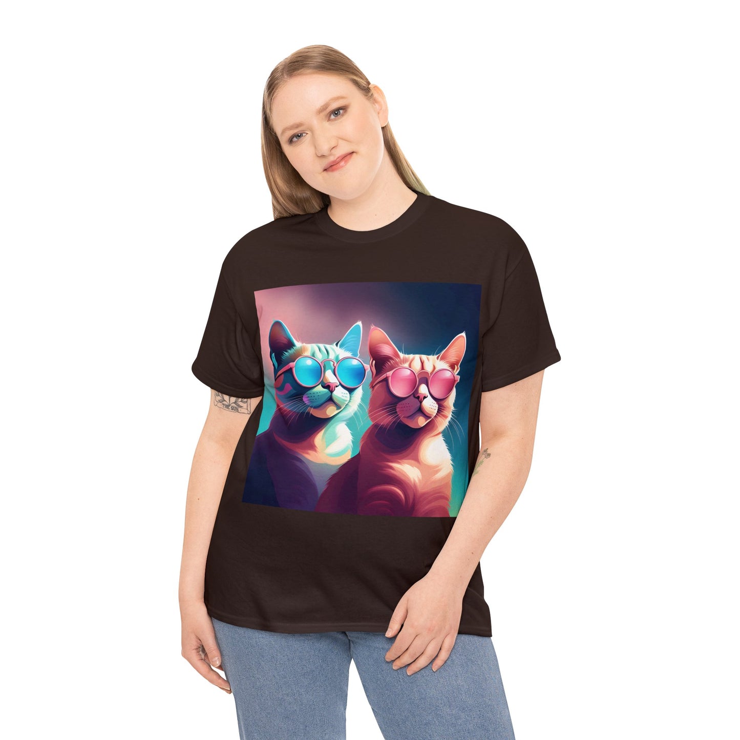 Shades of Whiskers: Twin Cool Cats Tee