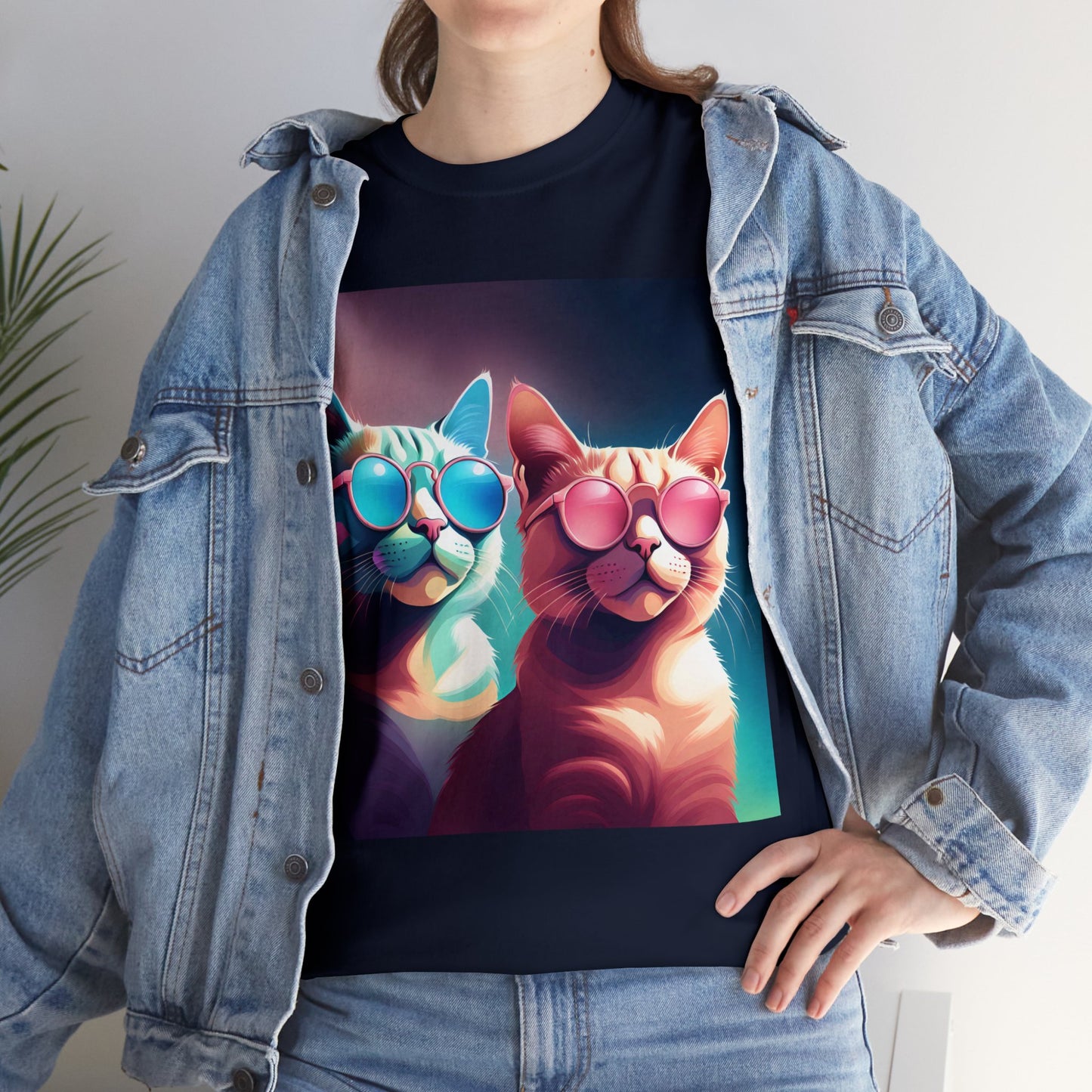 Shades of Whiskers: Twin Cool Cats Tee