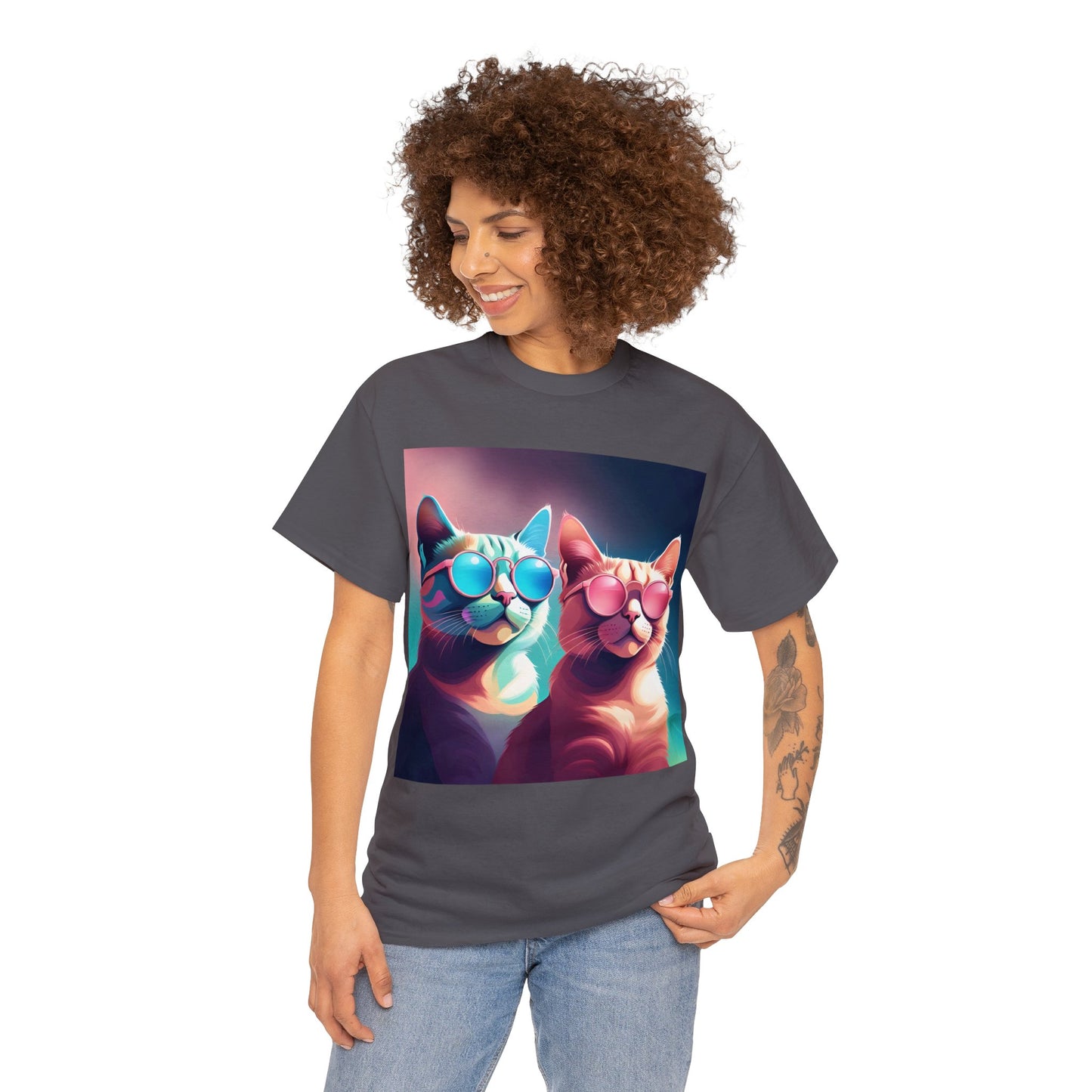 Shades of Whiskers: Twin Cool Cats Tee