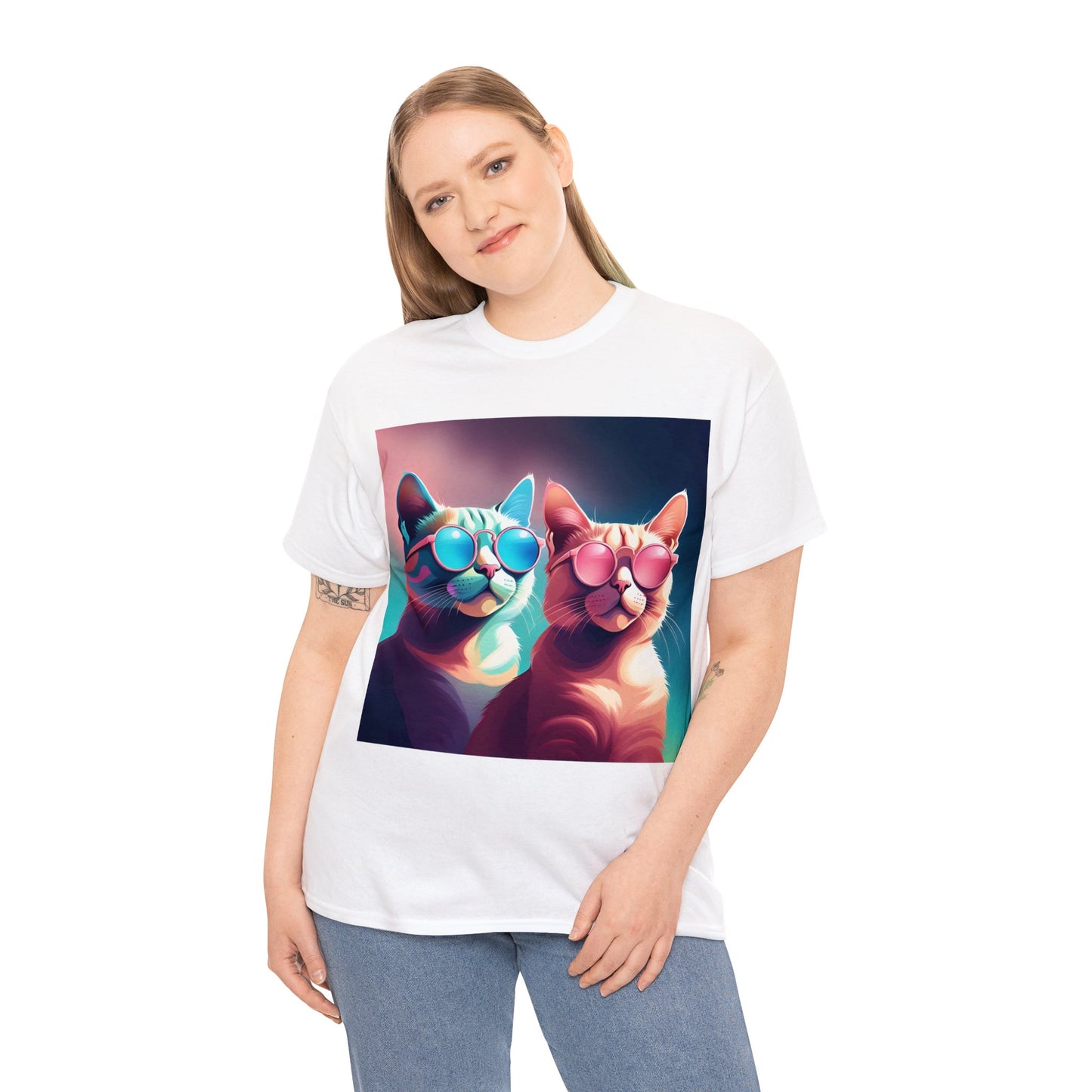 Shades of Whiskers: Twin Cool Cats Tee