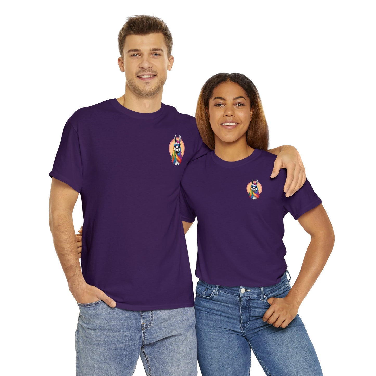 Llama Tee - Sunglasses & Rainbow Locks