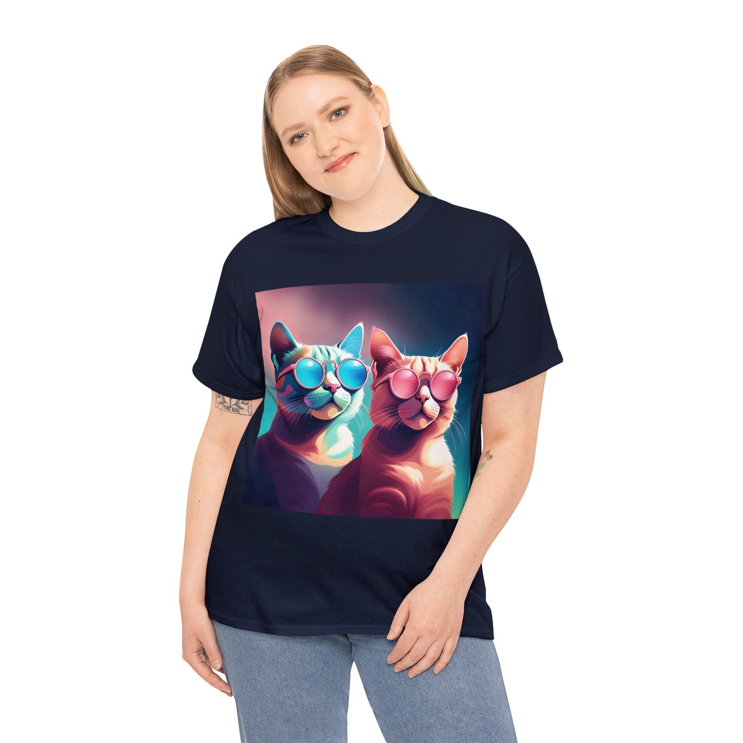 Shades of Whiskers: Twin Cool Cats Tee