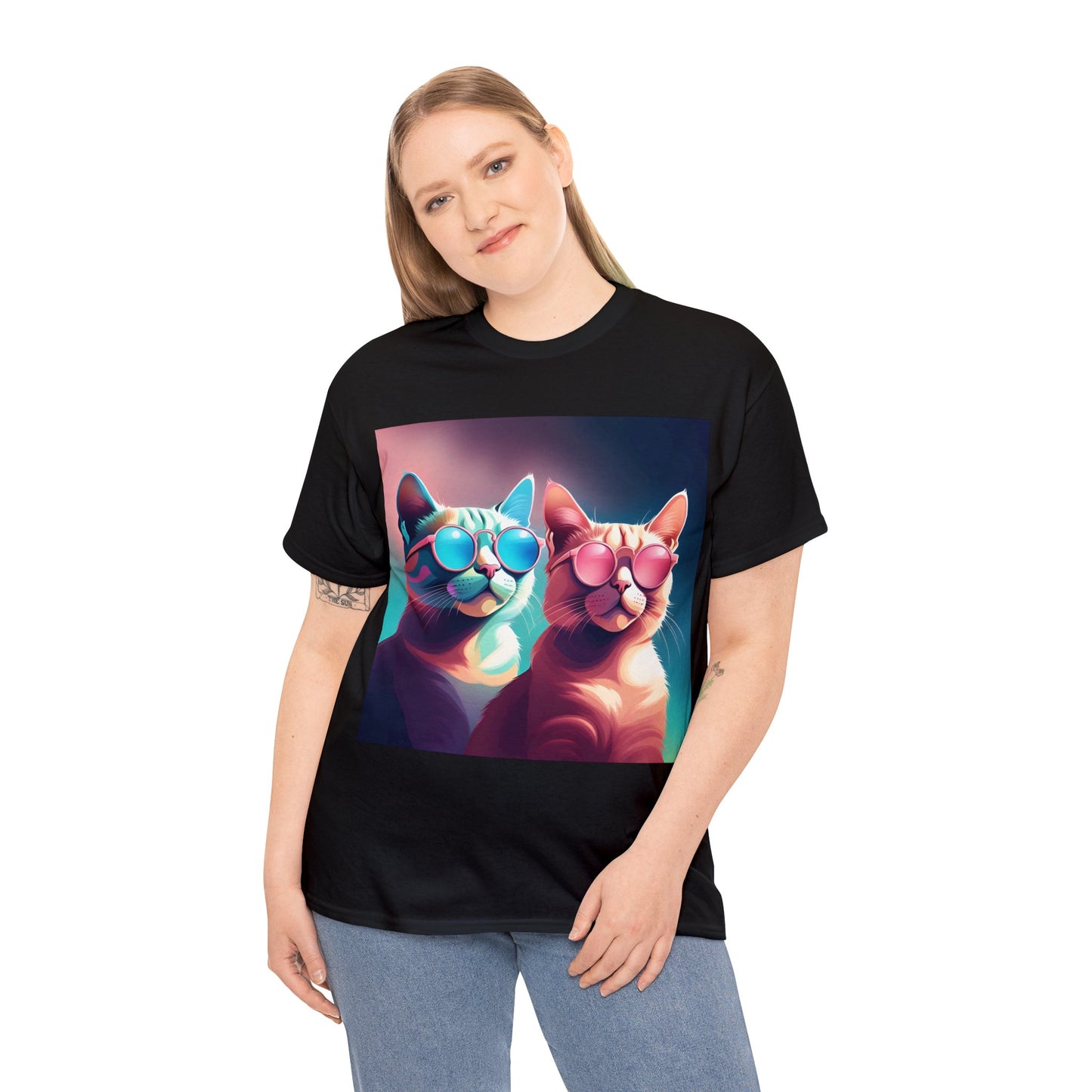Shades of Whiskers: Twin Cool Cats Tee