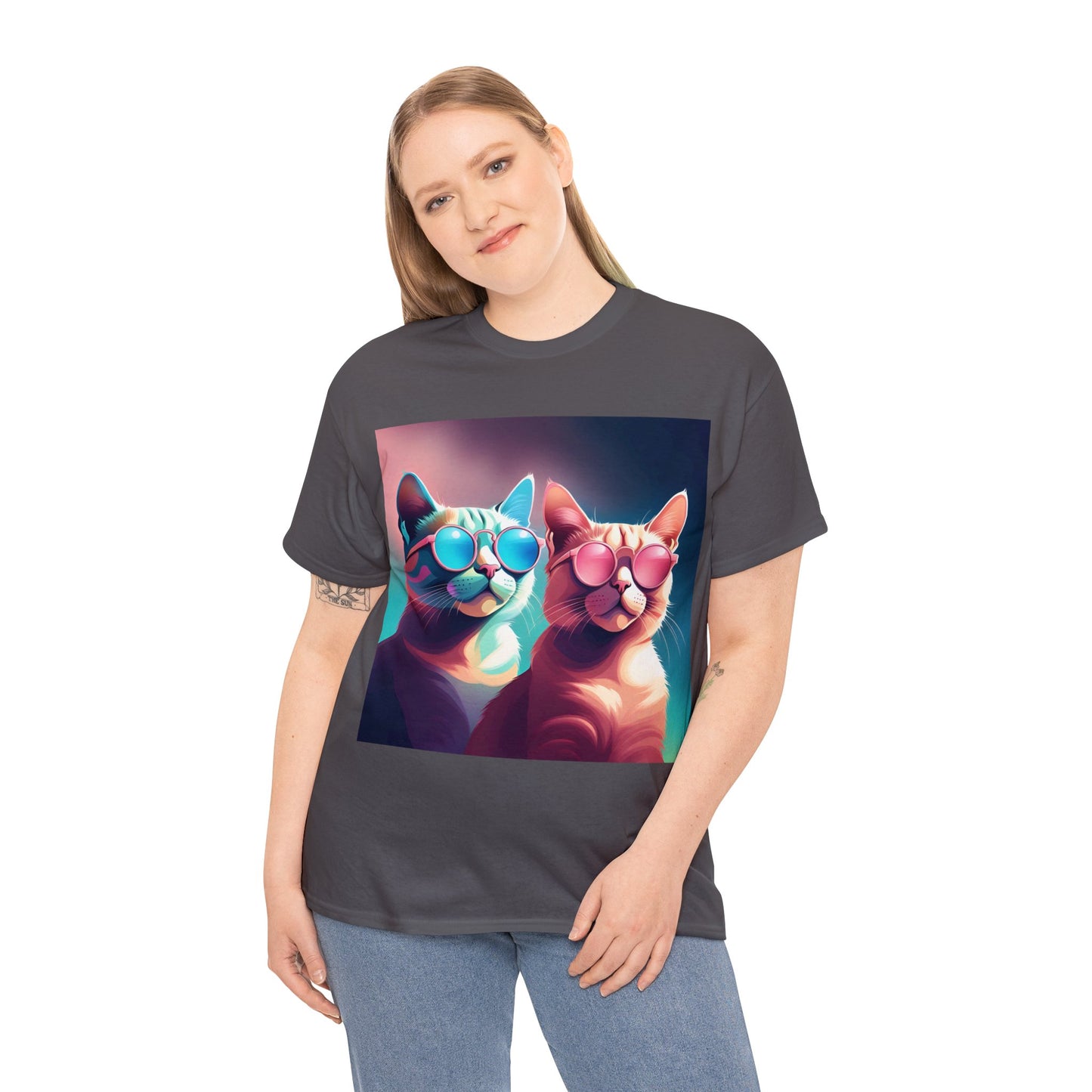 Shades of Whiskers: Twin Cool Cats Tee