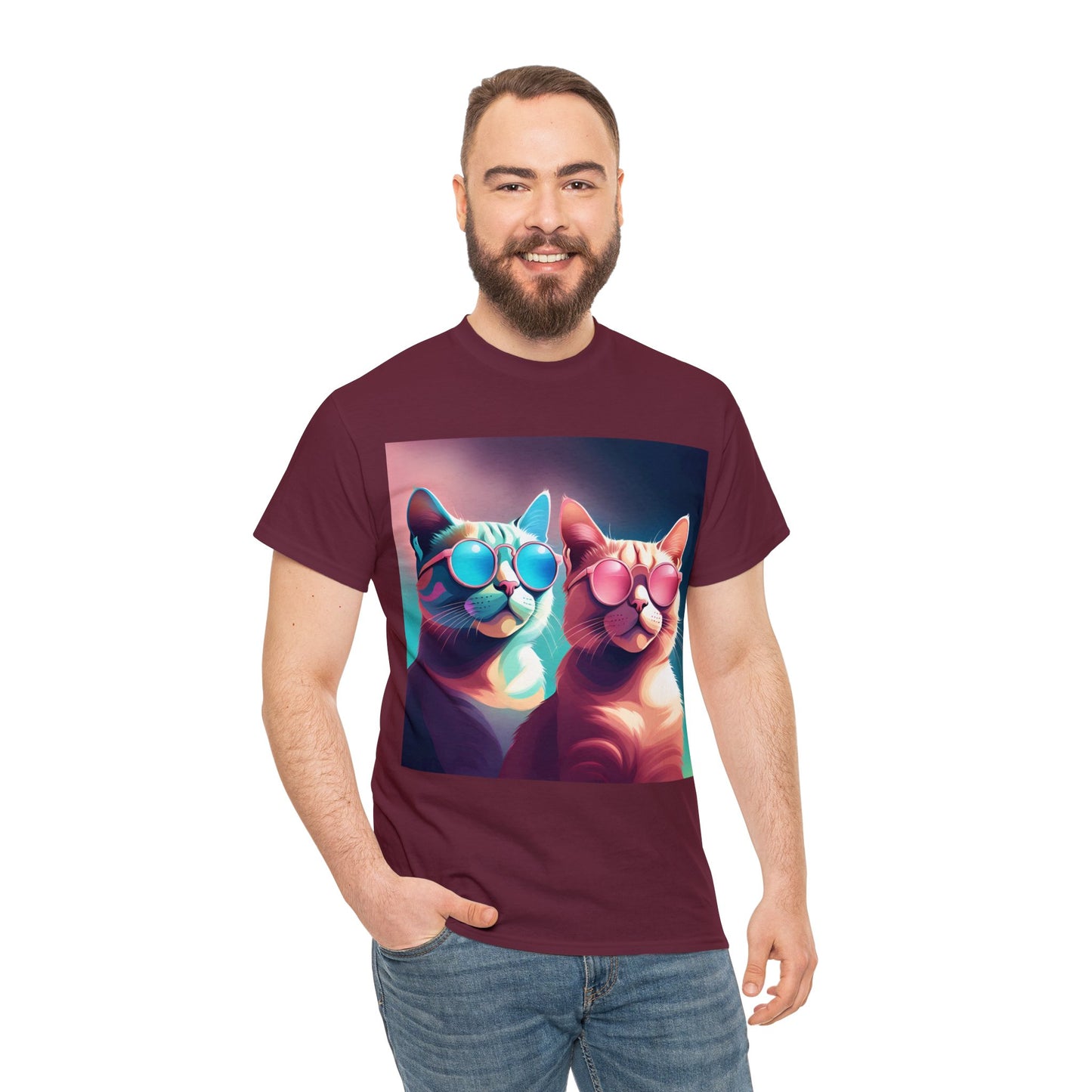 Shades of Whiskers: Twin Cool Cats Tee