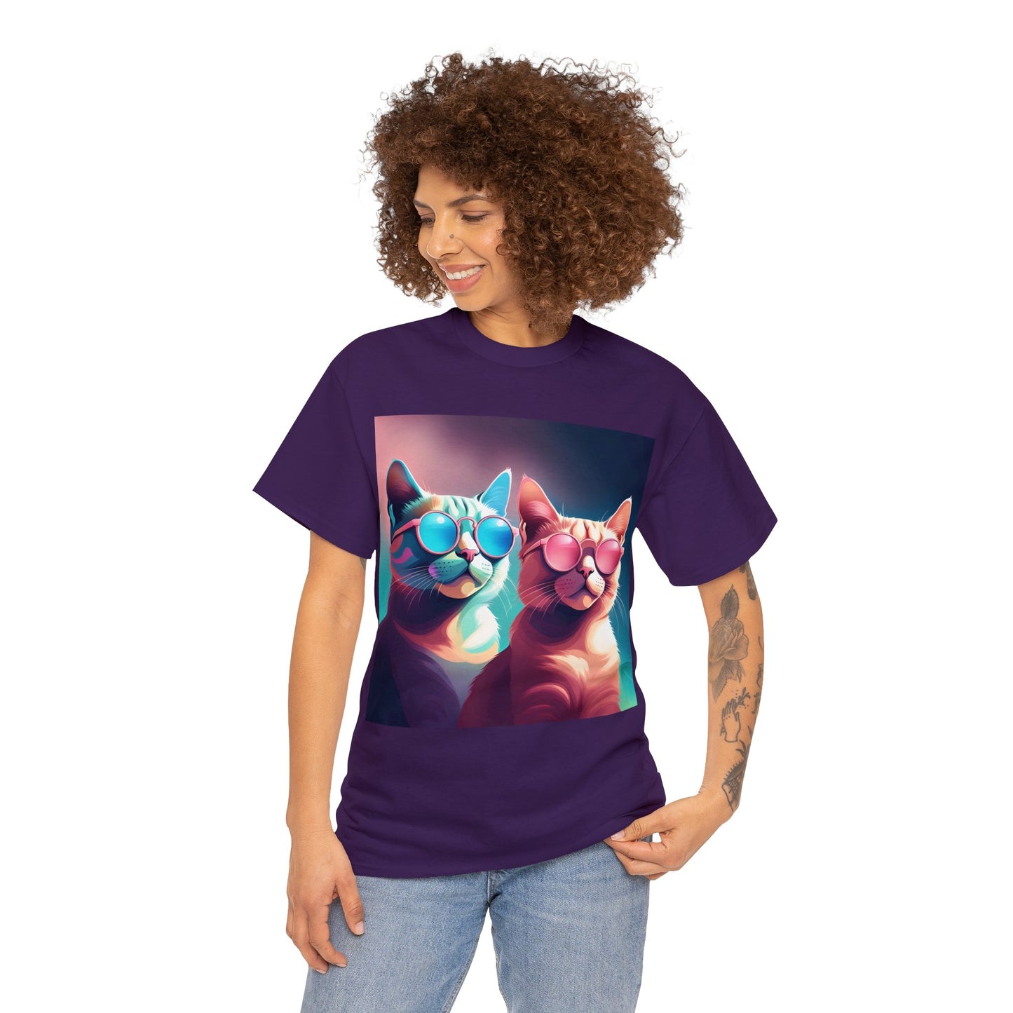 Shades of Whiskers: Twin Cool Cats Tee