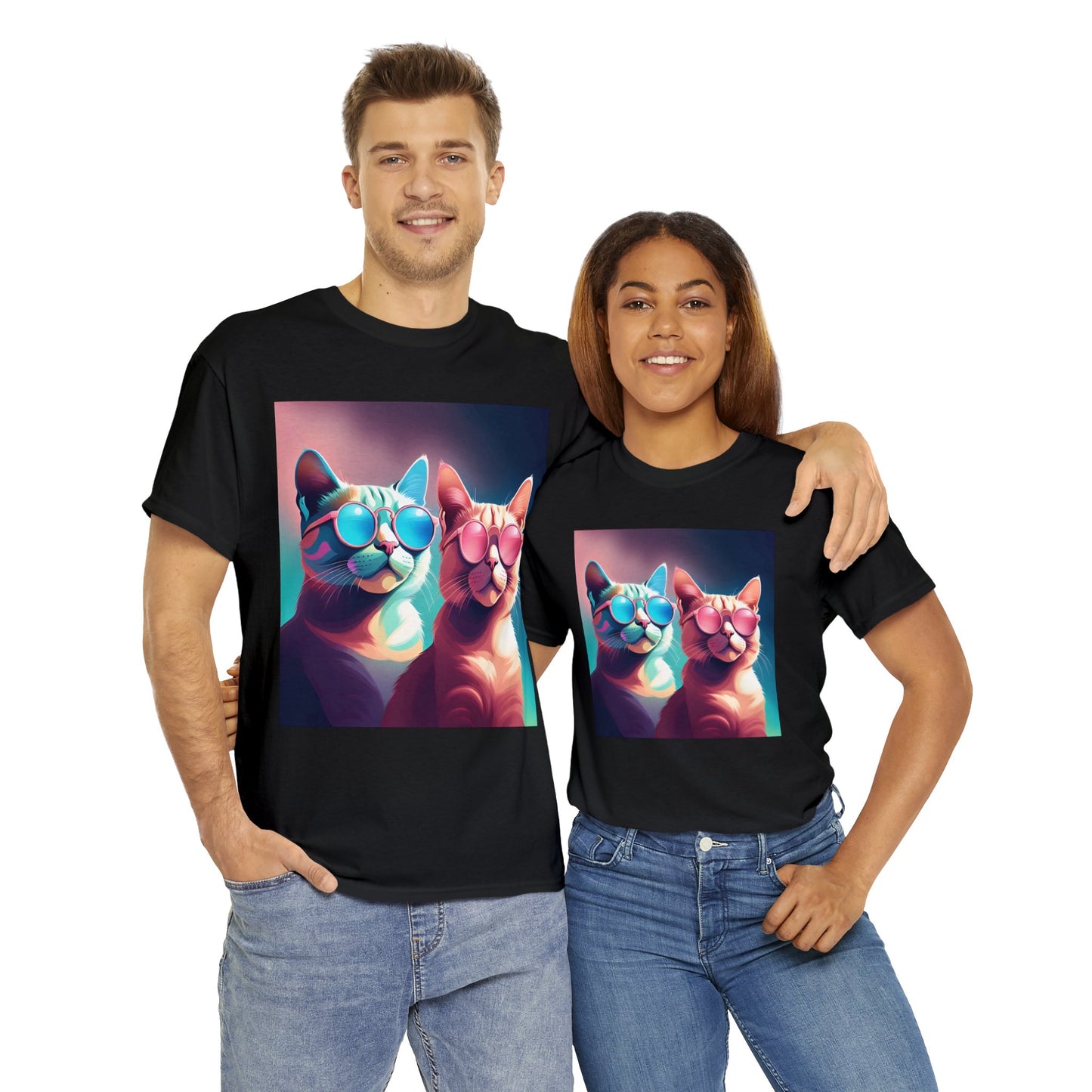 Shades of Whiskers: Twin Cool Cats Tee