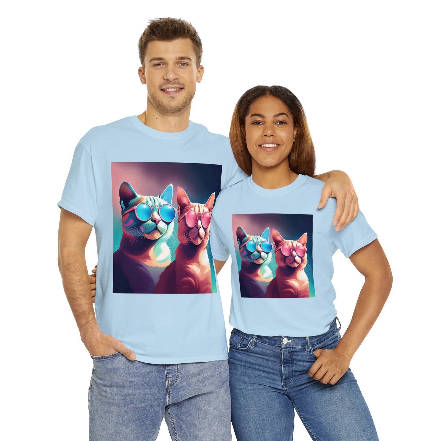 Shades of Whiskers: Twin Cool Cats Tee