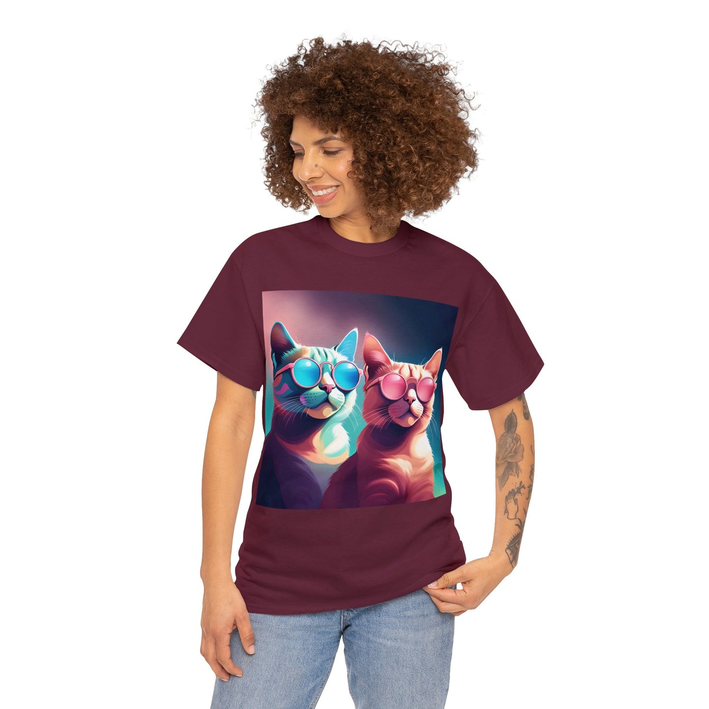 Shades of Whiskers: Twin Cool Cats Tee
