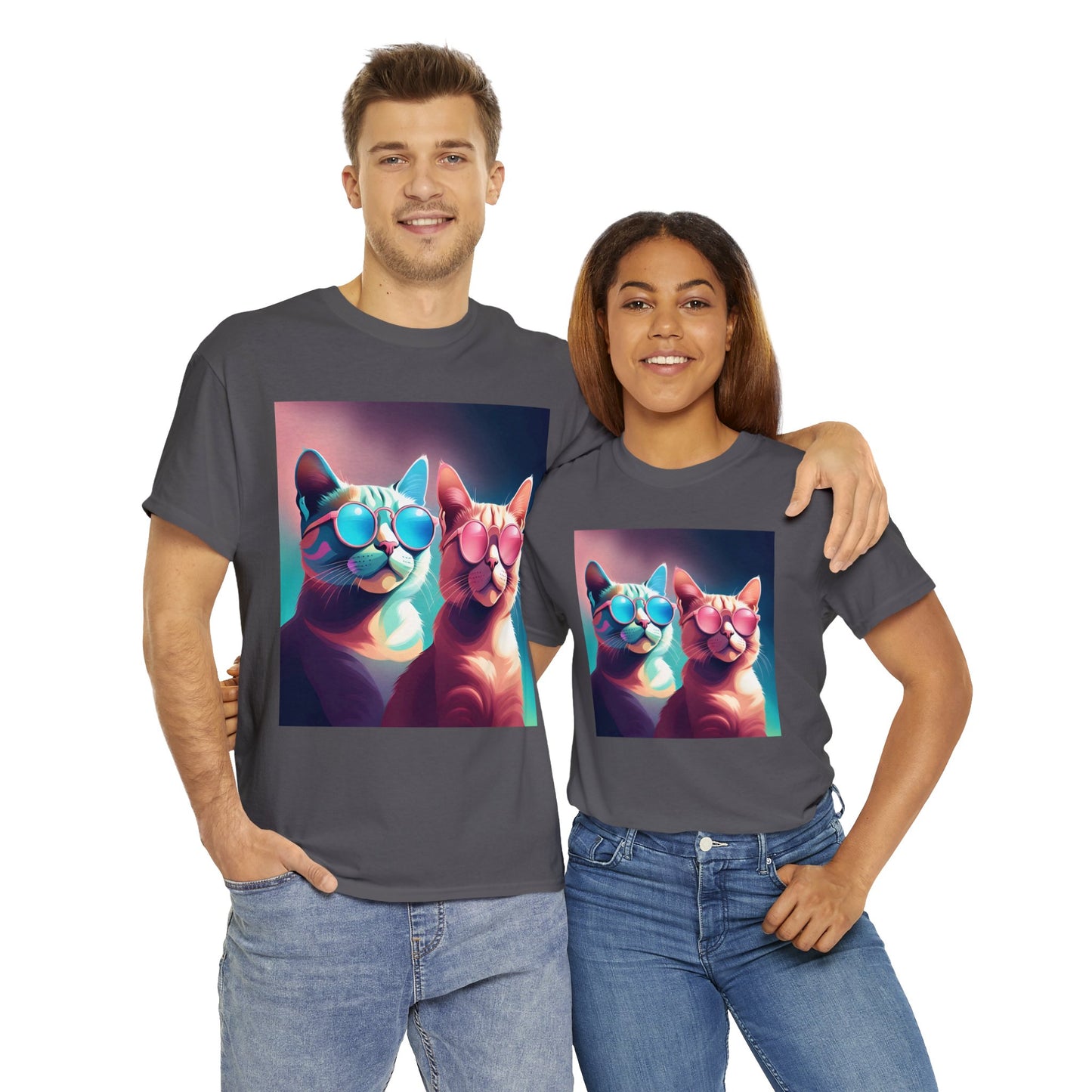 Shades of Whiskers: Twin Cool Cats Tee