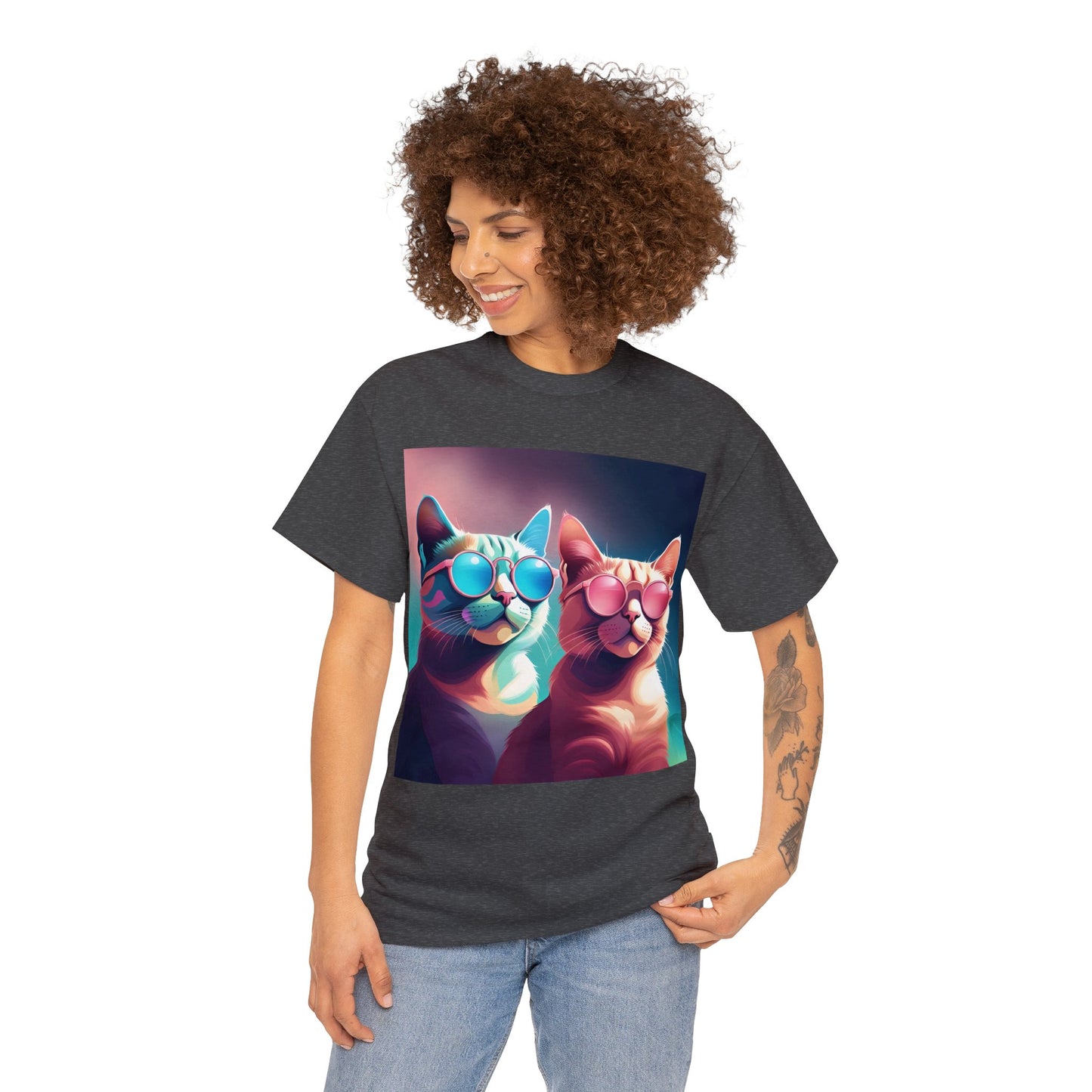 Shades of Whiskers: Twin Cool Cats Tee