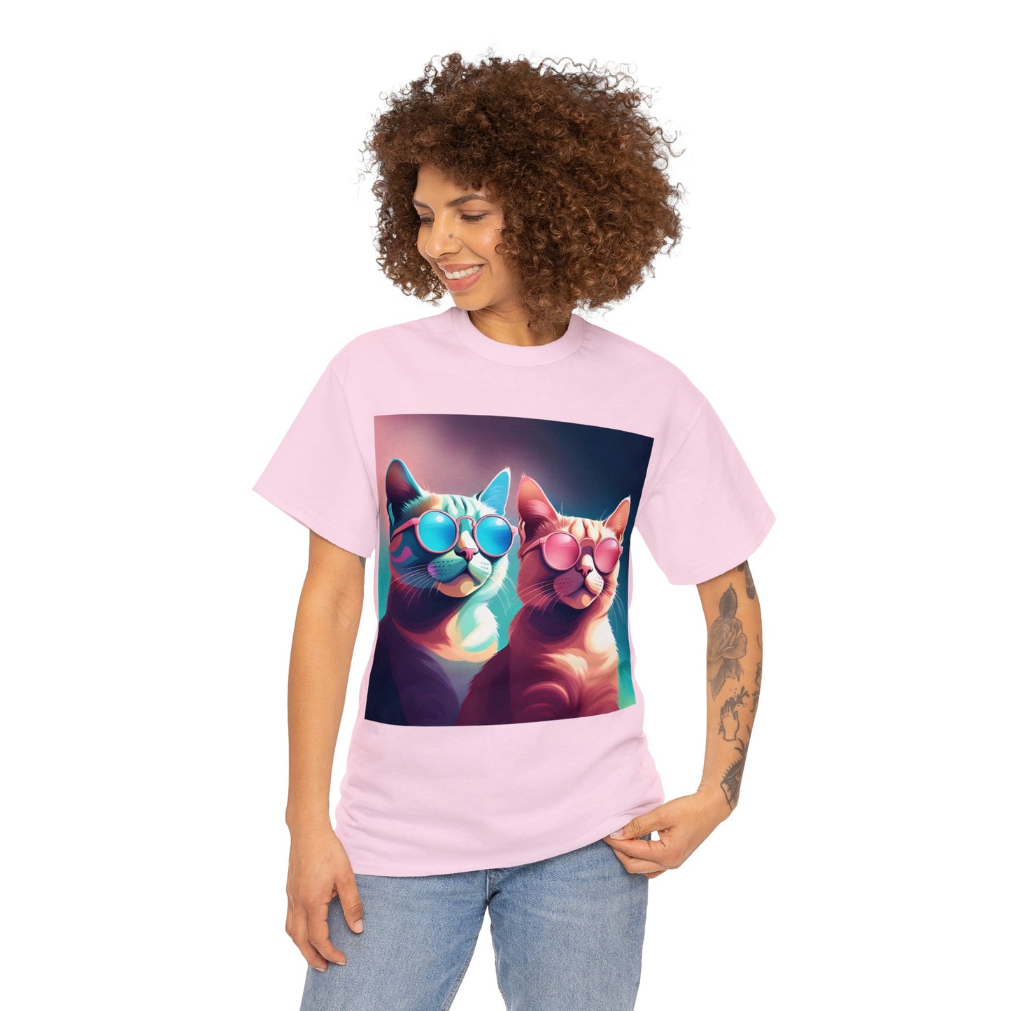 Shades of Whiskers: Twin Cool Cats Tee