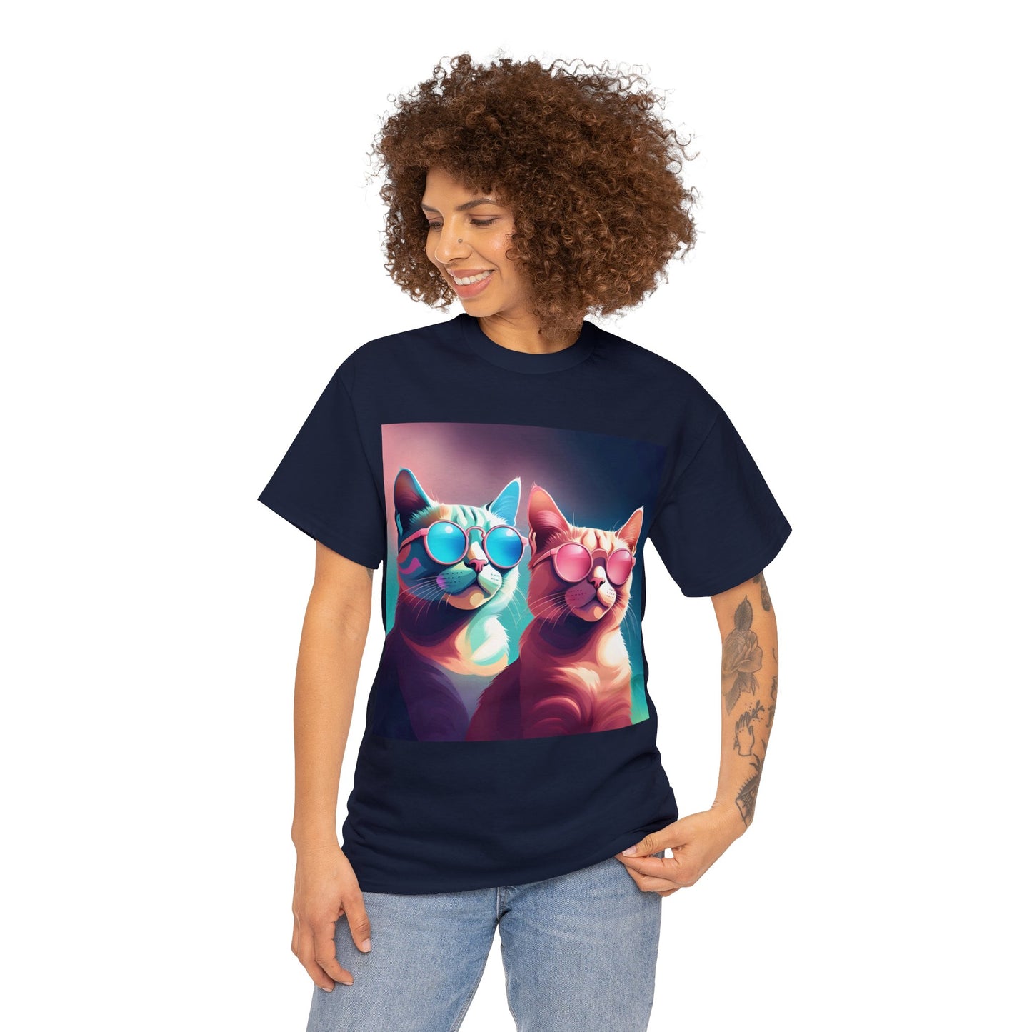 Shades of Whiskers: Twin Cool Cats Tee