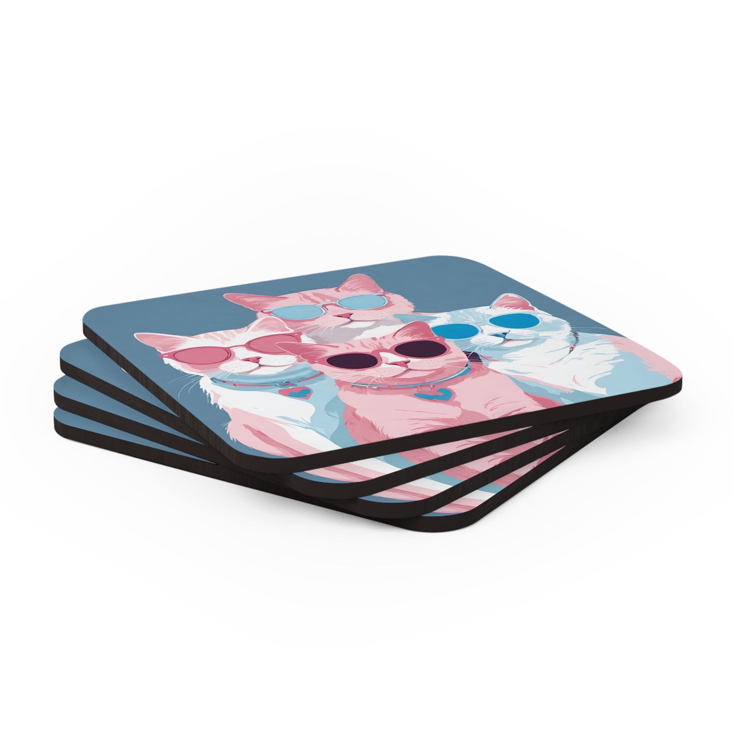 Whiskered Shades Cat Coaster Set