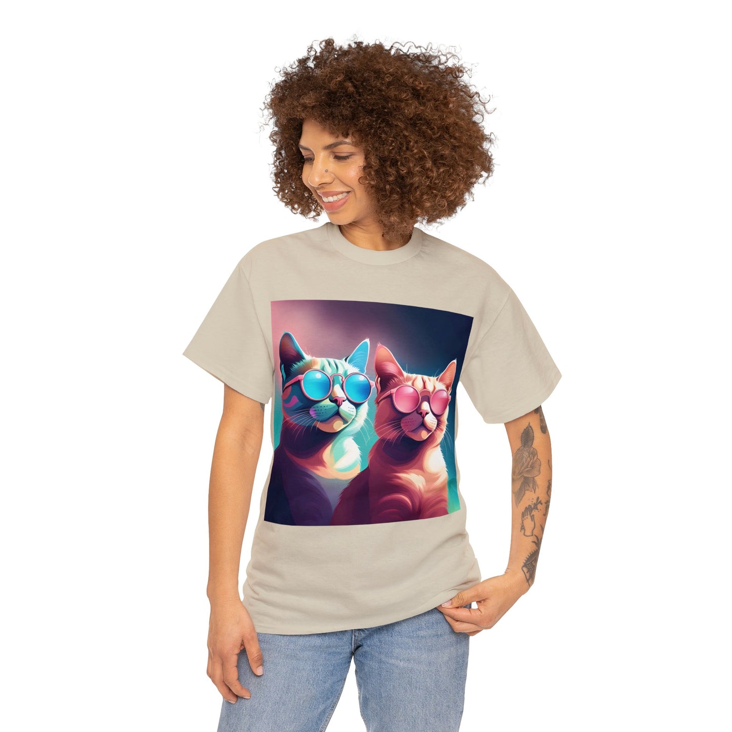 Shades of Whiskers: Twin Cool Cats Tee